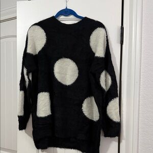 Easel Black and White Polka Dot Sweater